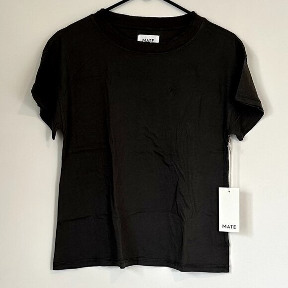 NWT MATE the Label Charcoal Organic Cotton Raw Neck Boxy Tee - Size XS - Picture 2 of 11